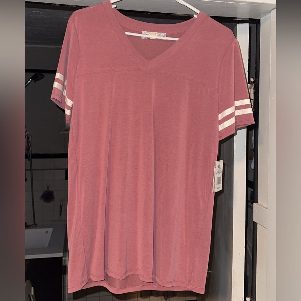 BNWT top with striped sleeves Victorian rose and ivory